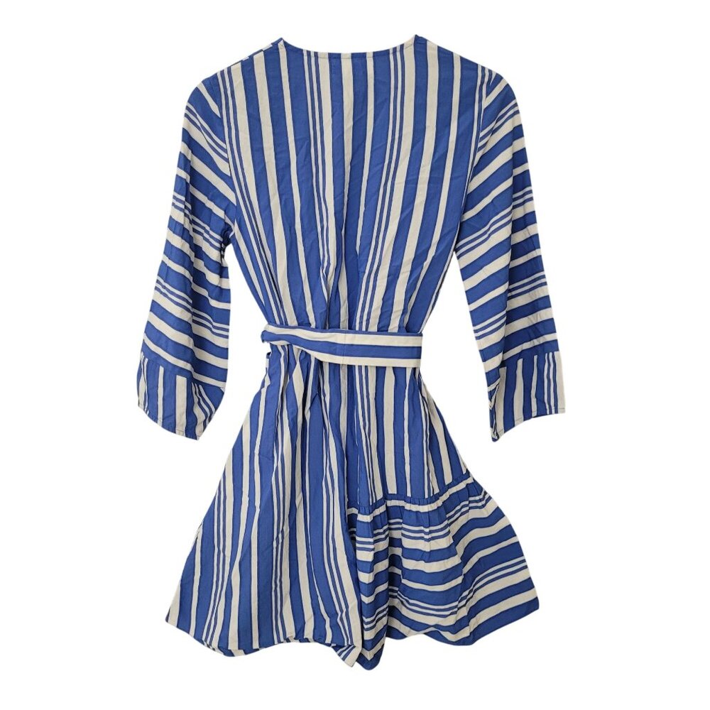 Chinti & Parker Striped Wrap Dress Womens Size 4 Blue/White Tie Waist - Picture 2 of 8